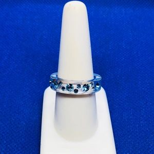 Lucite and Swarovski crystal band ring